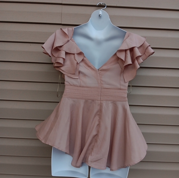 Double Zero Dusty Pink Ruffle Blouse Size M - Picture 4 of 5